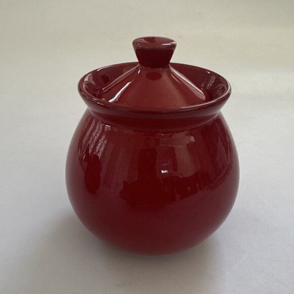 Vintage WAECHTERSBACH Red Creamer &‎ Sugar Bowl w/ Lid Set W. Germany Christmas - Picture 2 of 10